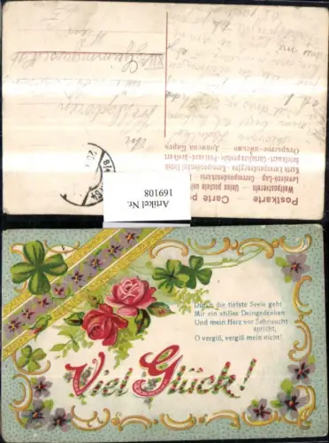 169108,Neujahr Kleeblätter Rosen Blumen