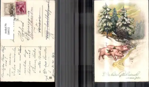 184512,Neujahr Winterlandschaft Schweine Mistelzweige Haus