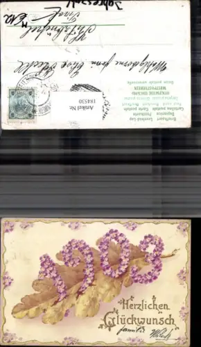 184530,Neujahr Präge AK Jahreszahl 1903 Eichenblatt Blatt Blumen