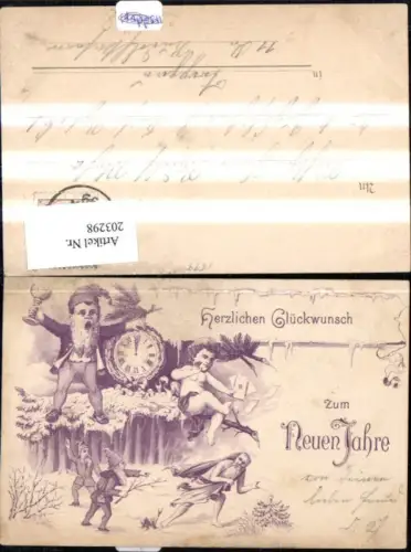 203298,Neujahr Zwerge Weinglas Uhr Briefe
