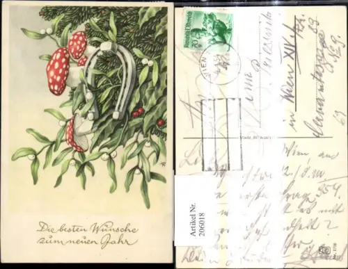 206018,Neujahr Misteln Hufeisen Fliegenpilze Pilze