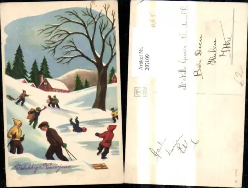 207109,Neujahr Kinder Rodel Schlitte Eislaufen Schlittschuhlaufen Ski Winterlandschaft