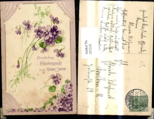 207218,Präge Litho Veilchen Blumen Passepartout