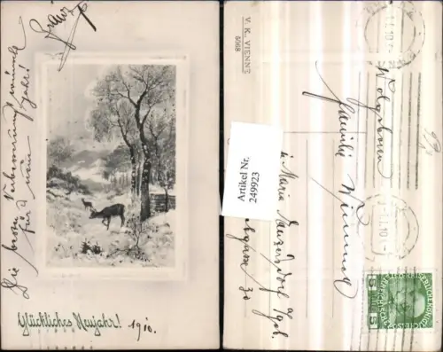 249923,Künstler Präge AK H. Wertheim Neujahr Winterlandschaft Rehe pub V. K. Vienne 5068