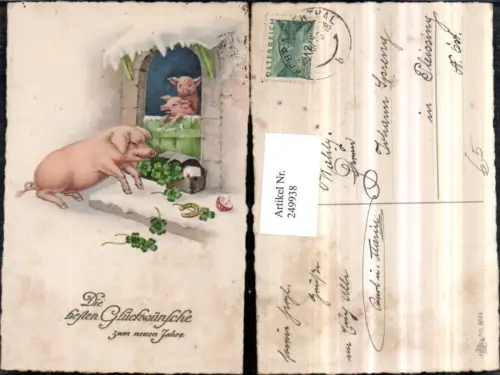249938,Neujahr Stall Schweine Tasche Kleeblätter Klee Briefe Hufeisen Fliegenpilz