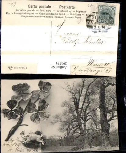 290274,Neujahr Baum Klee Kleeblätter Schwein m. Klee i. Maul