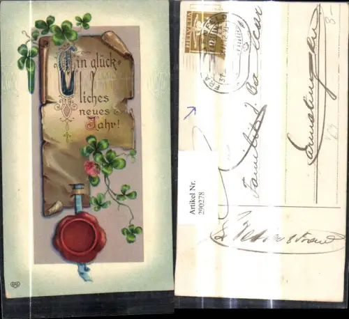 290278,Neujahr Papierrolle Siegel Klee Kleeblätter pub EAS