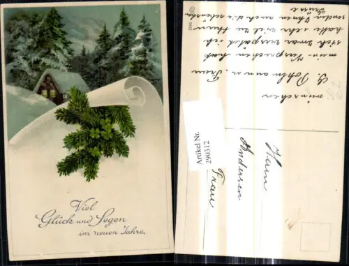 290312,Neujahr Haus Winterwald Papierrolle Tannenzweig Klee Kleeblätter pub EAS 3832
