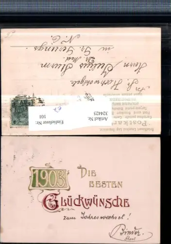 324425,Präge Künstler AK Goldverzierung Neujahr Jahreszahl 1903