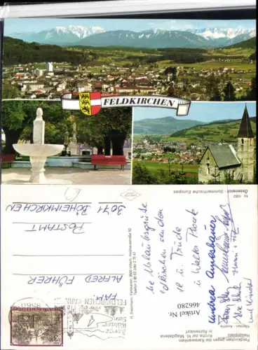 466280,Feldkirchen Totale Kirche Brunnen Mehrbildkarte