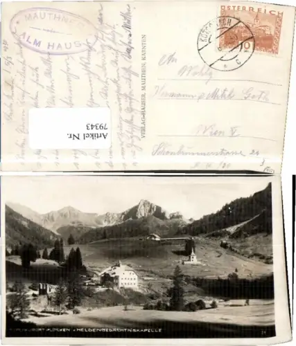 79343,Plöckenpass Plöcken bei Mauthen 1930 Stempel Almhaus