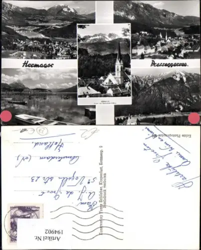 194902,Hermagor Presseggersee Totale Kirche m. Gartnerkofel See Mehrbildkarte