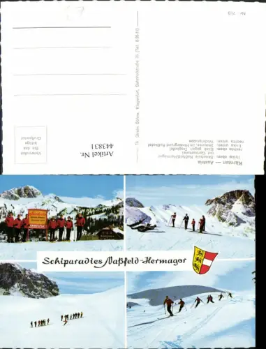 443831,Nassfeld Hermagor Skischule Skipiste Skifahrer Winterbilder Mehrbildkarte