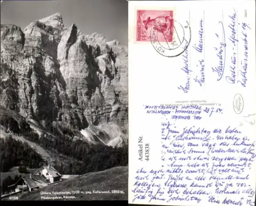 443838,Untere Valentinalpe b. Kötschach-Mauthen geg. Kellerwand Bergkulisse