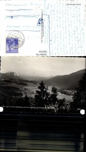 585358,Foto Ak Blick v. d. Ruine Kühnberg auf Presseggersee u. Dobratsch Hermagor-Pressegger See