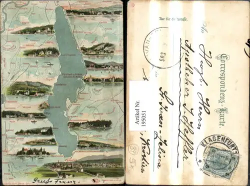 195051,Klagenfurt u. Umgebung aus der Vogelschau Velden Schiefling Reifnitz Sekirn Meiernigg Gortschach Mehrbildkarte