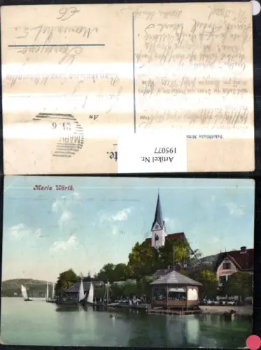 195077,Maria Wörth Teilansicht Kirche Restaurant Segelboote