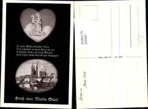 243447,Gruß aus Maria Saal Passepartout Totale Kirche Gnadenbild Mehrbildkarte