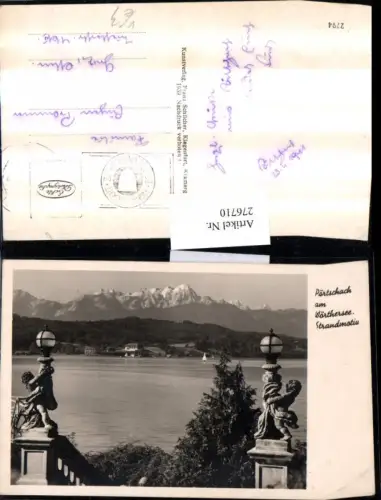 276710,Pörtschach am Wörthersee Strandmotiv Geländer Skulpturen Bergkulisse pub Franz Schilcher 2294