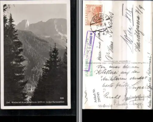 299749,Zell Kirche m. Koschutnikturm Bergkulisse pub Franz Schilcher 528 Postablage Ferlach