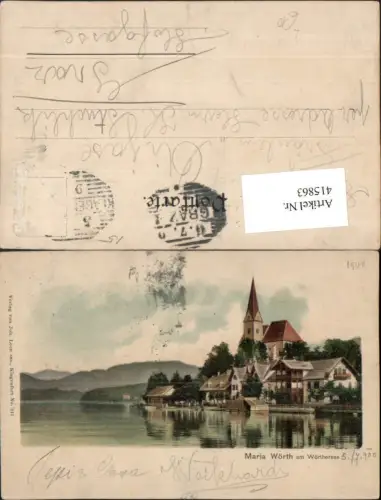 415863,Litho Maria Wörth am Wörthersee Teilansicht Kirche
