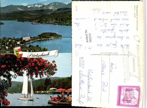 503231,Pörtschach am Wörthersee Teilansicht Segelboot Mehrbildkarte