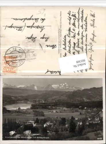 503308,Krumpendorf Wörthersee Teilansicht Bergkulisse pub F. Schilcher 1693