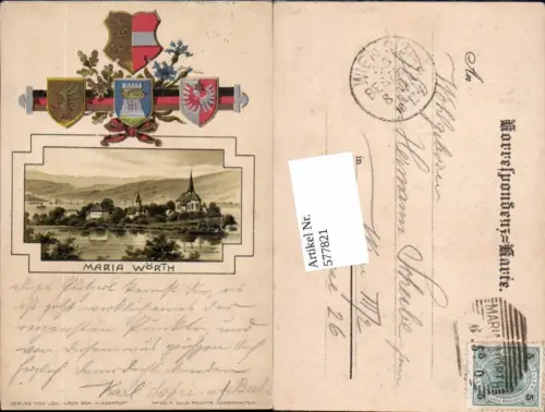 577821,Präge Passepartout Lithographie Maria Wörth am Wörthersee