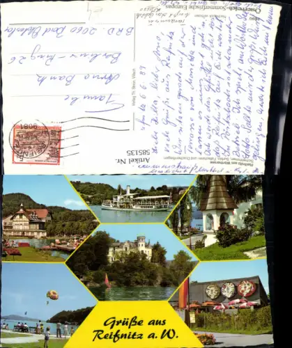 585135,Mehrbild Ak Reifnitz a. Wörthersee Schloss Klein Miramar Schiff Dampfer Kirche