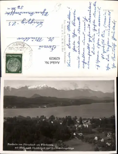 629029,Foto Ak Nordseite v. Pörtschach am Wörthersee m. Blick n. Oberdellach u. Karawanken