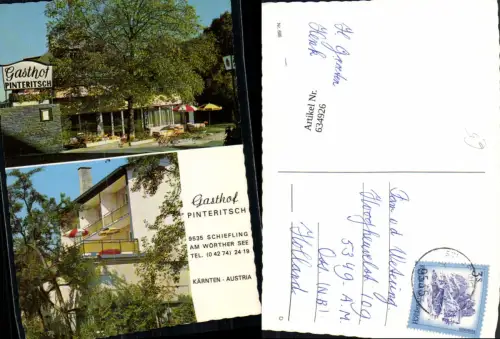 634926,Mehrbild Ak Schiefling a. See Gasthof Pinteritsch