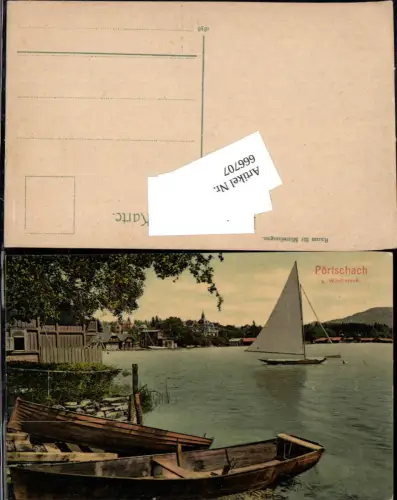 666707,tolle AK Pörtschach am Wörthersee Landungssteg Boot Segelboot 1905