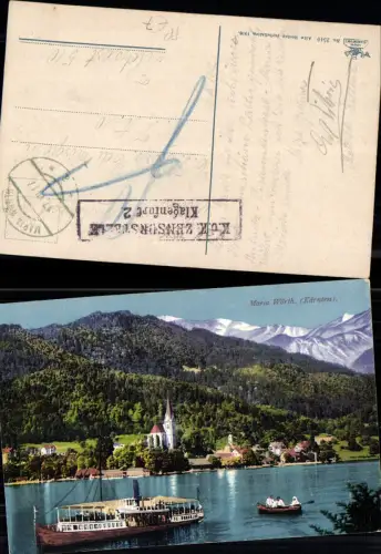 701182 Maria Wörth am Wörthersee Dampfer Schiff K.K. Feldpost Zensurstelle Klagenfurt 2 pub Leon 2540