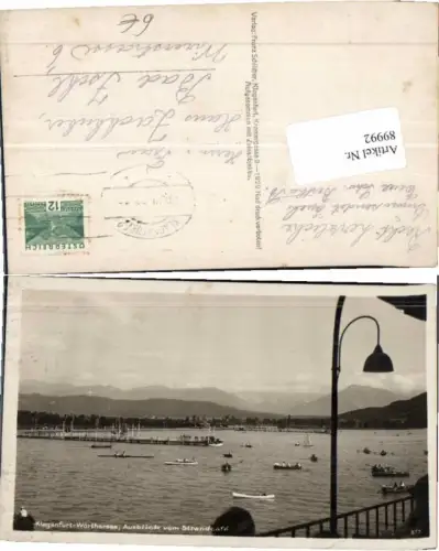 89992,Klagenfurt Wörthersee Ausblick vom Strandcafe 1929