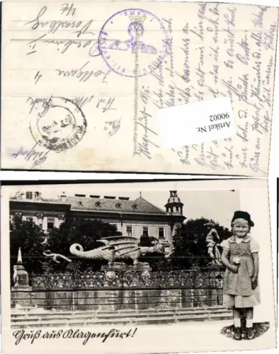 90002,Klagenfurt Gruss aus Lindwurmdenkmal Mädchen