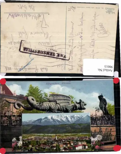 90013,Klagenfurt Lindwurm m. Totale leon Nr 2524 Zensur