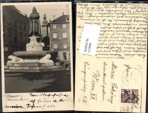 112848,Klagenfurt Stadt Spanheimerbrunnen m. Cafe Landhaushof Landhaus