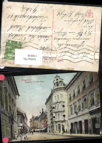 150938,Klagenfurt Burggasse m. Hotel Moser Strassenansicht 1913
