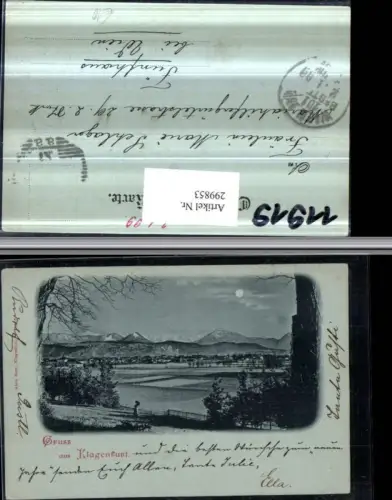 299853,Mond Litho AK Gruß aus Klagenfurt Totale Bergkulisse