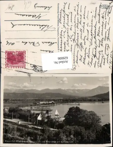 629006,Foto Ak Klagenfurt am Wörthersee Strandcafe u. Strandbad m. Karawanken