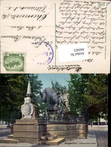 642423,tolle AK Klagenfurt Stadt Lindwurmbrunnen Lindwurm Brunnen pub Zieher Z 2282