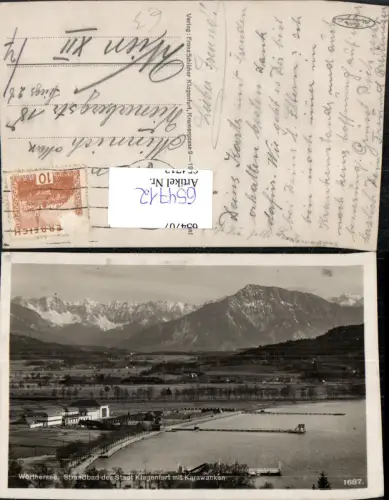 654712,Foto Ak Wörthersee Strandbad d. Stadt Klagenfurt mit Karawanken