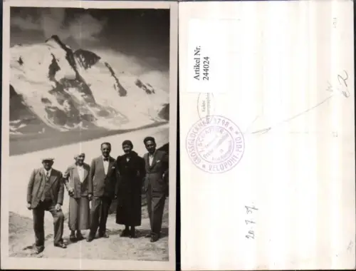 244024,Foto AK Großglockner Franz Josefhöhe b. Heiligenblut Männer u. Frauen Anzug Mantel Gruppenfoto