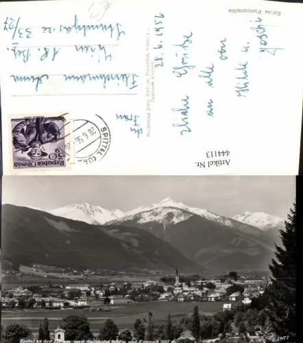 444113,Spittal an d. Drau Totale m. Salzkofel Bergkulisse pub Franz Schilcher 1977