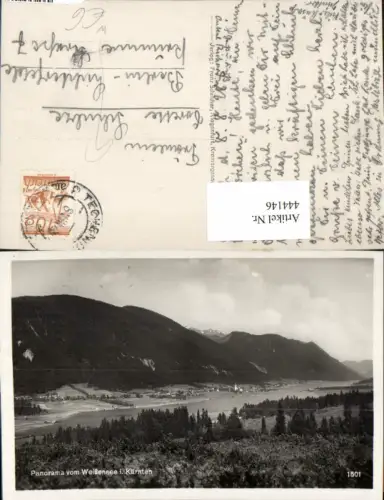 444146,Panorama vom Weißensee b. Techendorf Bergkulisse pub Franz Schilcher 1501