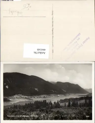 444149,Panorama vom Weißensee b. Techendorf Bergkulisse pub Franz Schilcher 1501