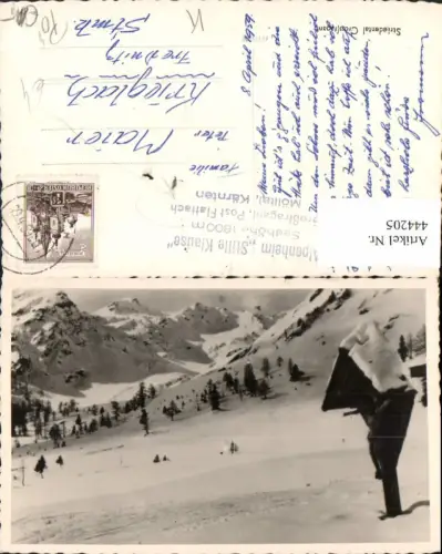 444205,Foto AK Flattach im Mölltal Winterlandschaft Wegkreuz Bergkulisse