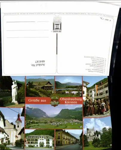 484187,Oberdrauburg Totale Kirche Goldhauben Tracht Gasthof Mehrbildkarte