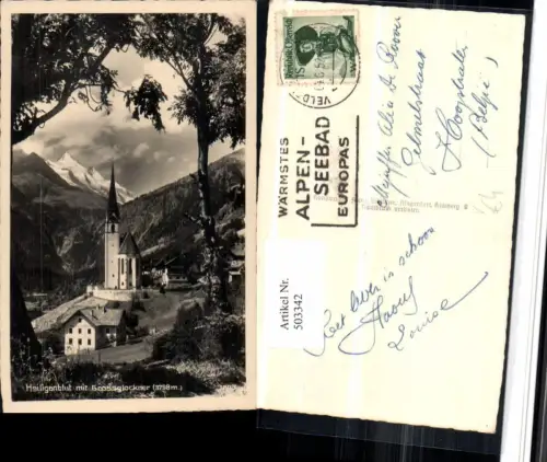 503342,Heiligenblut Kirche m. Großglockner Bergkulisse pub F. Schilcher 1203