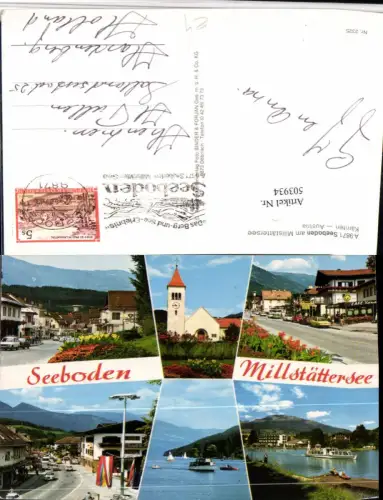 503934,Seeboden am Millstättersee Straßenansichten Kirche Boot Mehrbildkarte